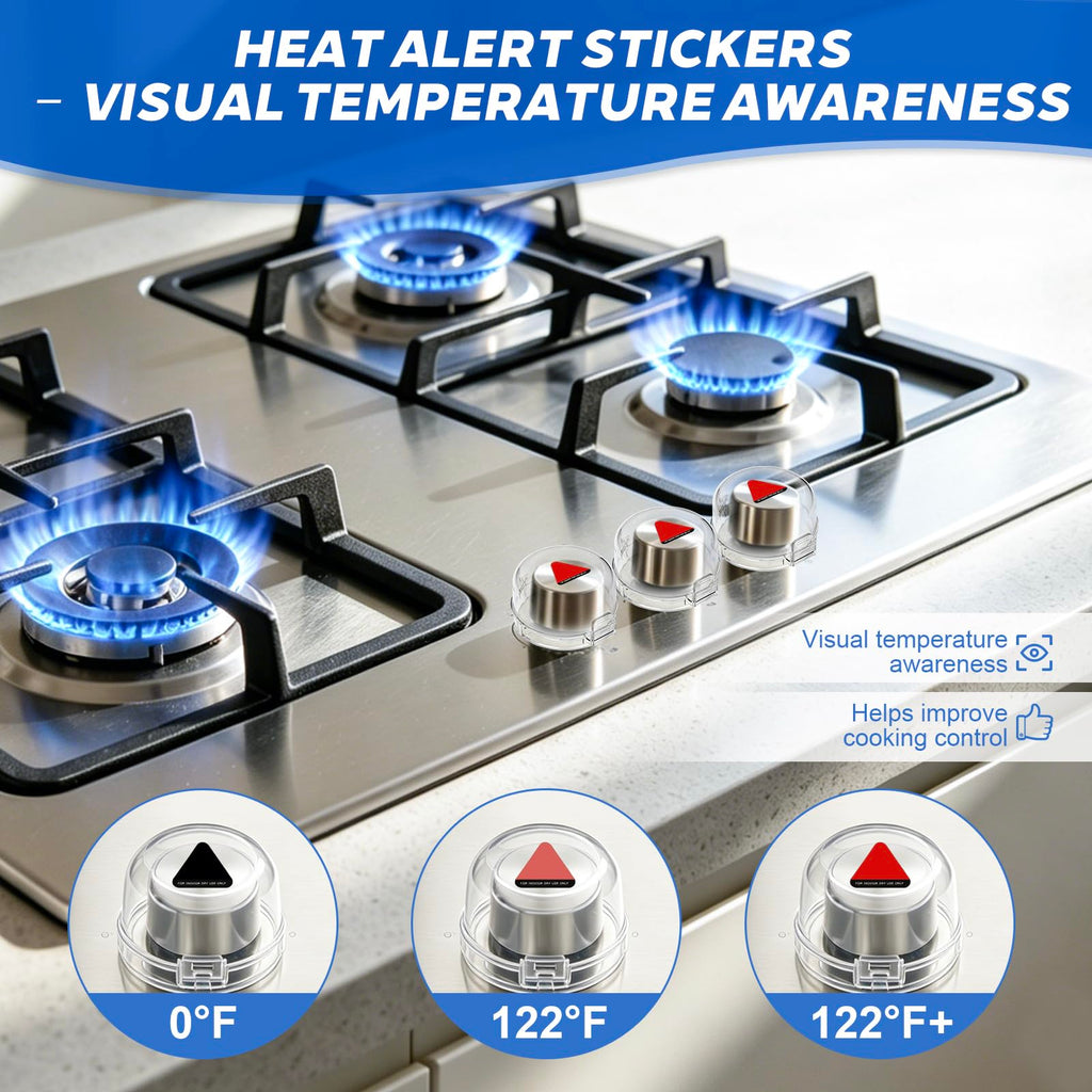Stove Knob Safety Covers 5 Pack, Dual-Button Oven Knob Covers, White