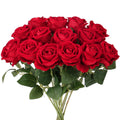 14PCS Red Roses Artificial Flowers, Fake Red Roses Bouquet