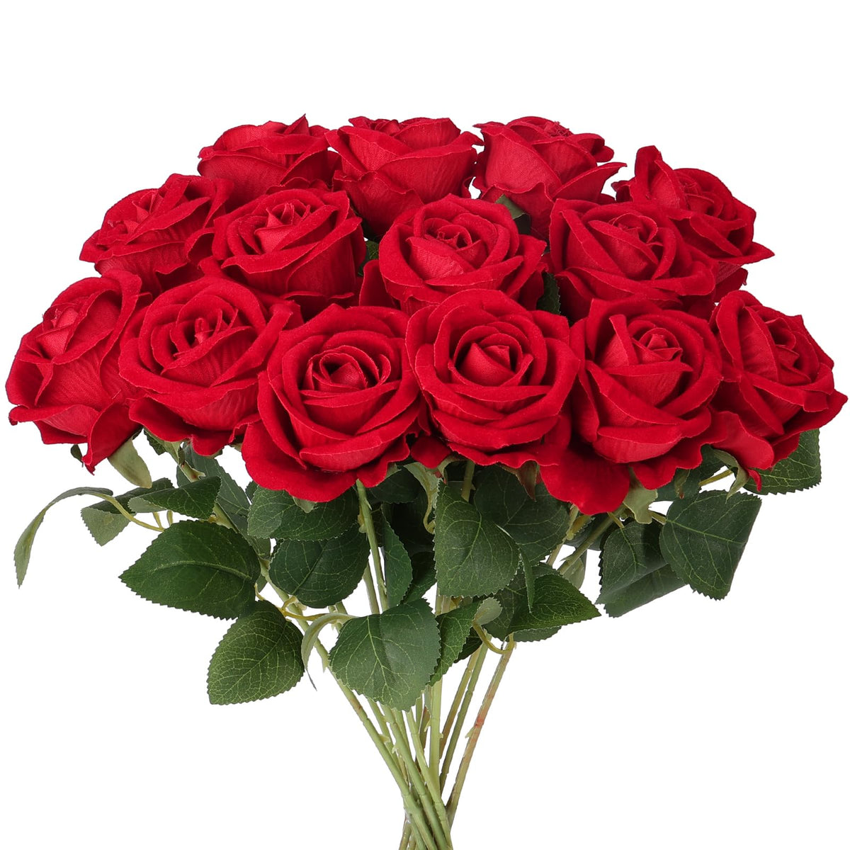 14PCS Red Roses Artificial Flowers, Fake Red Roses Bouquet