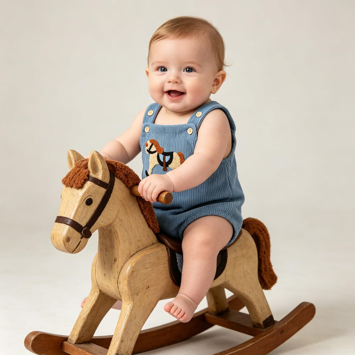 Infant Baby Boy Girl Corduroy Romper with Rocking Horse Patch 1Pc Jumpsuit Daily Wear & Photos Spring Fall Outfit