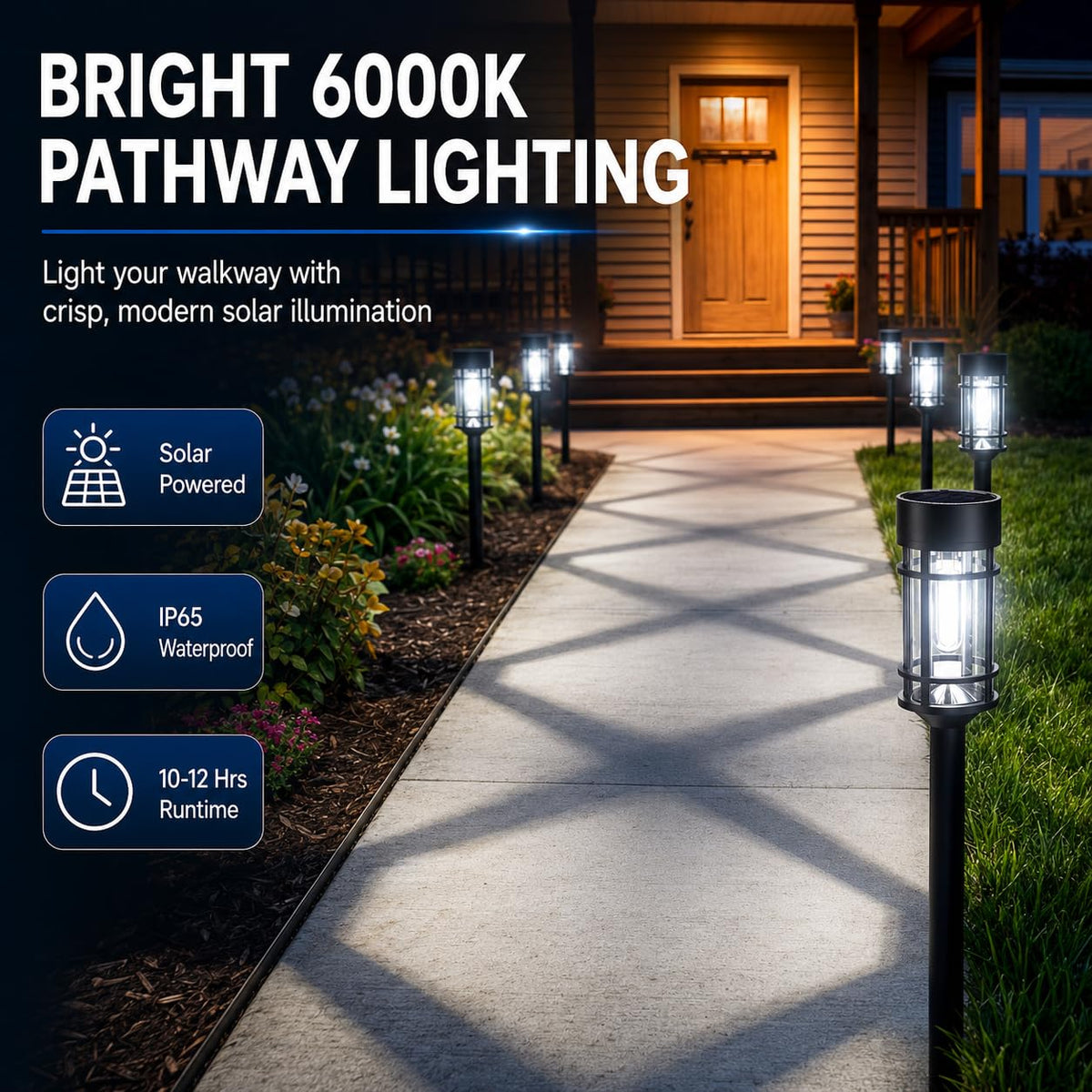 Solar Pathway Lights Outdoor 8 Pack Waterproof Solar Lights for Garden
