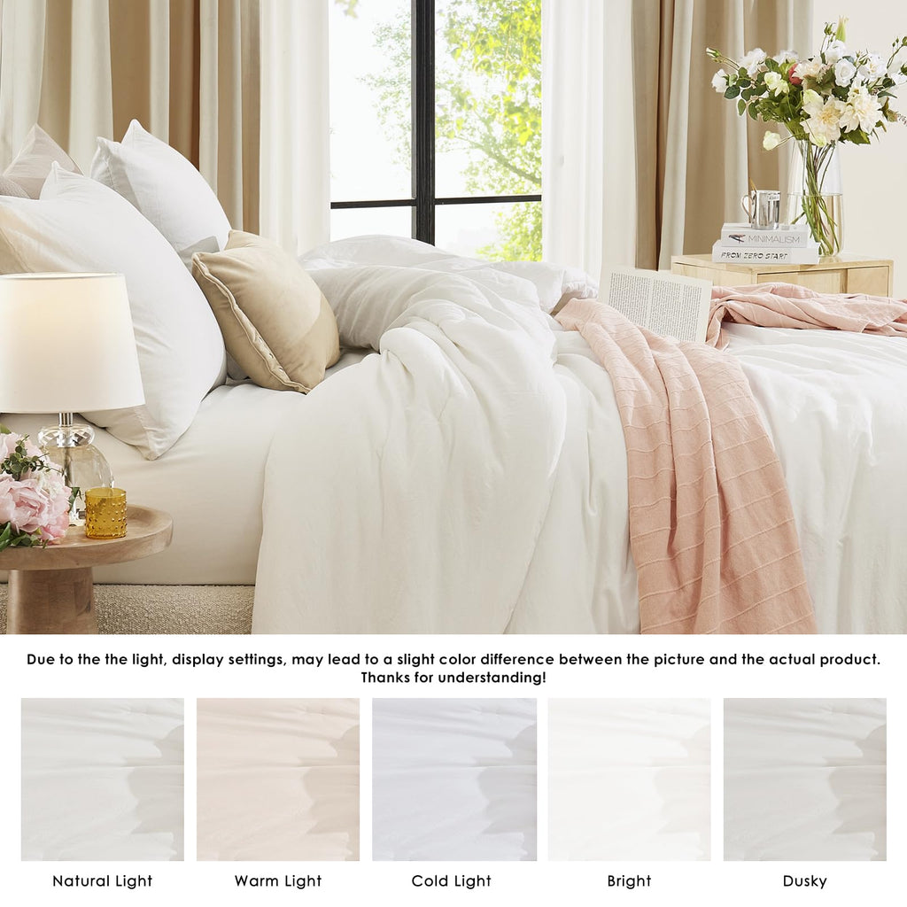 Comforter Set-3 Pieces Soft Arctic White Comforter Bedding Set