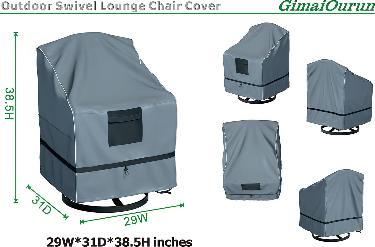 Outdoor Swivel Recliner Cover, Waterproof Heavy Duty Outdoor Lawn Patio Furniture Rocking Chair Covers, (29 W x 31 D