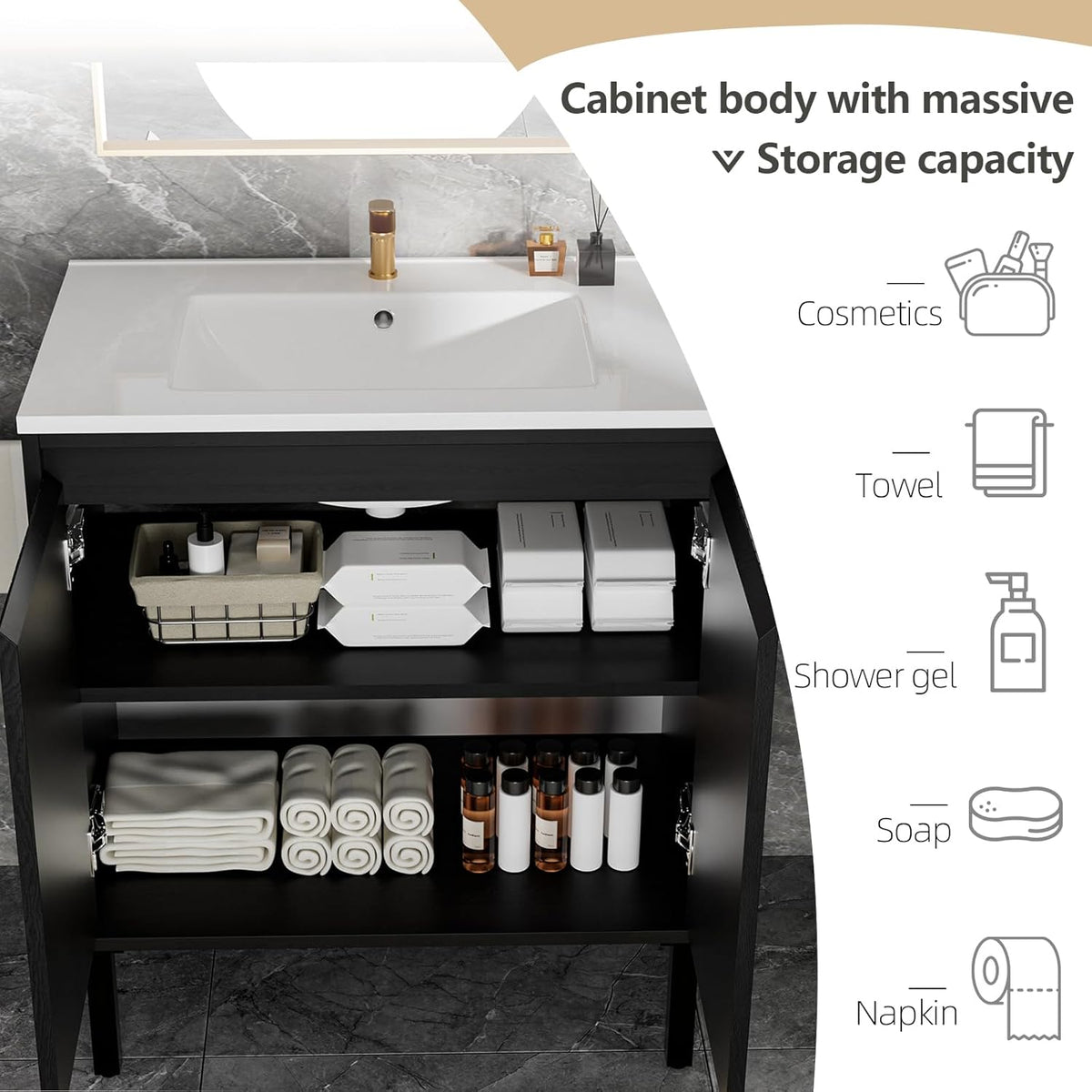30" Freestanding Bathroom Vanity with Ceramic Sink