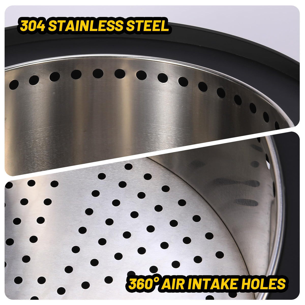 26 Inch Smokeless Firepit, Wood Burning Firepit with Fire Poker, Lid, Removable Ash Pan, Waterproof Cover, Modern