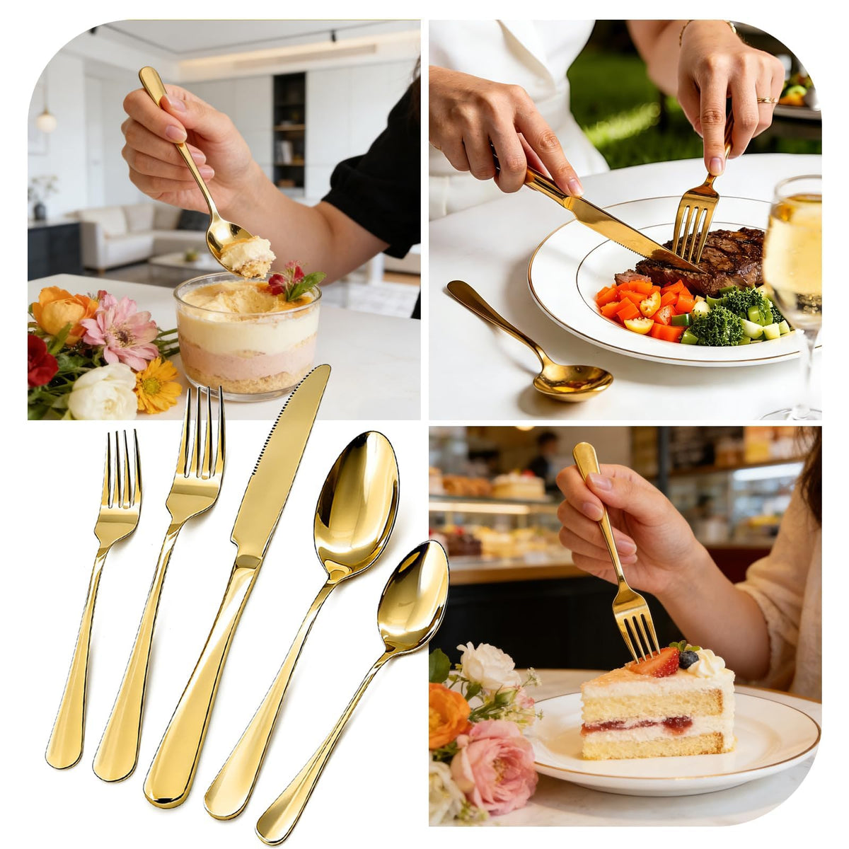 50 Piece Silverware Set, Kitchen Utensils Set for Restaurant & Home, Stainless Steel Cutlery Set, Flatware Set
