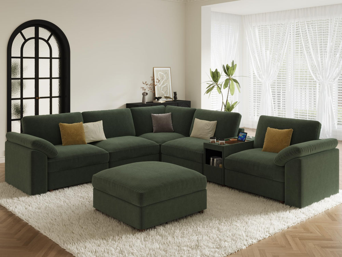 Extra Large Sectional Modular Sofa, U Shape Modular Sofa, Green