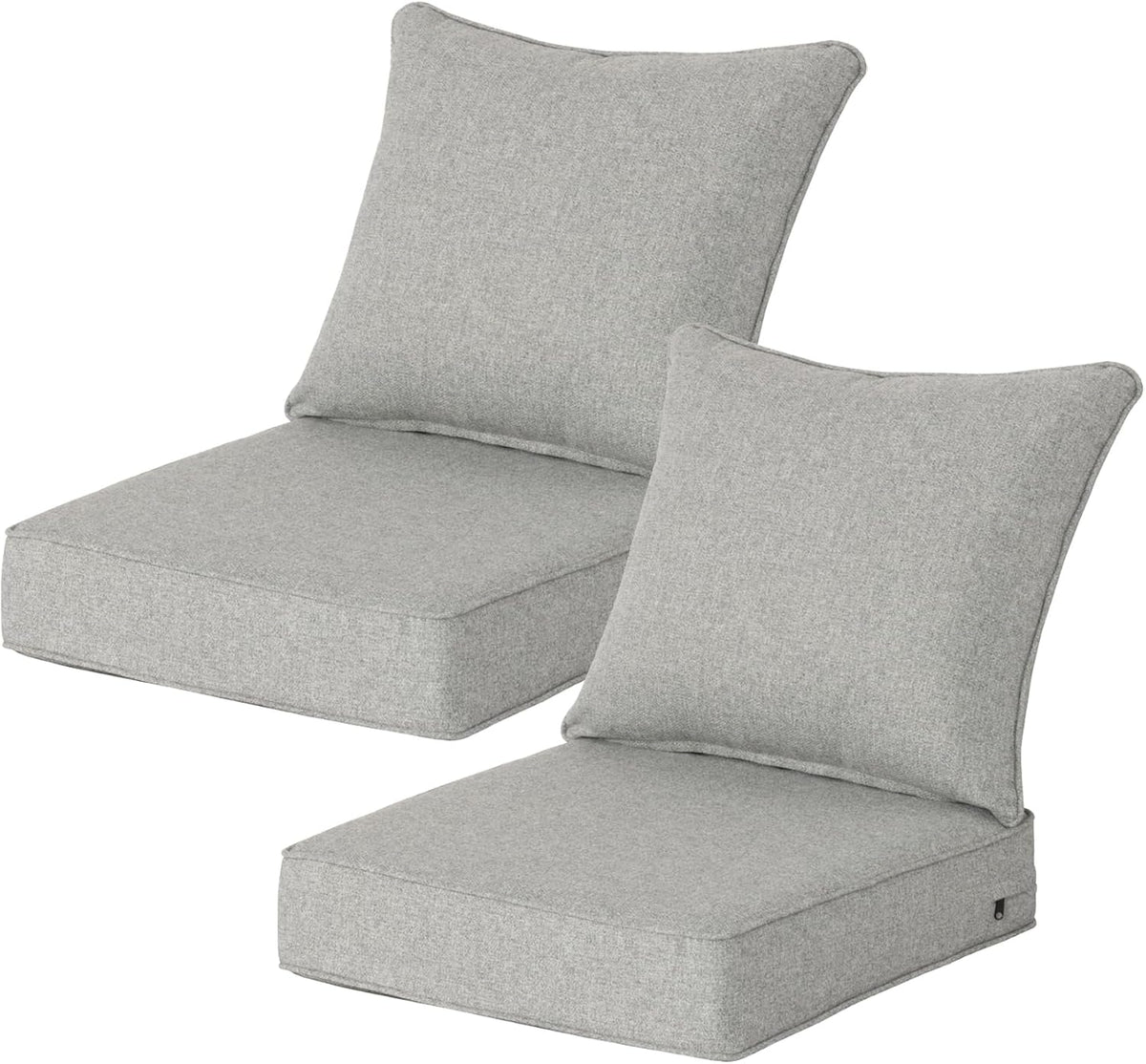 24x24 Inch Outdoor Deep Seat Cushions Set of 2,Thick High-Density Foam, Water-Resistant, Piped Edges & YKK Hidden