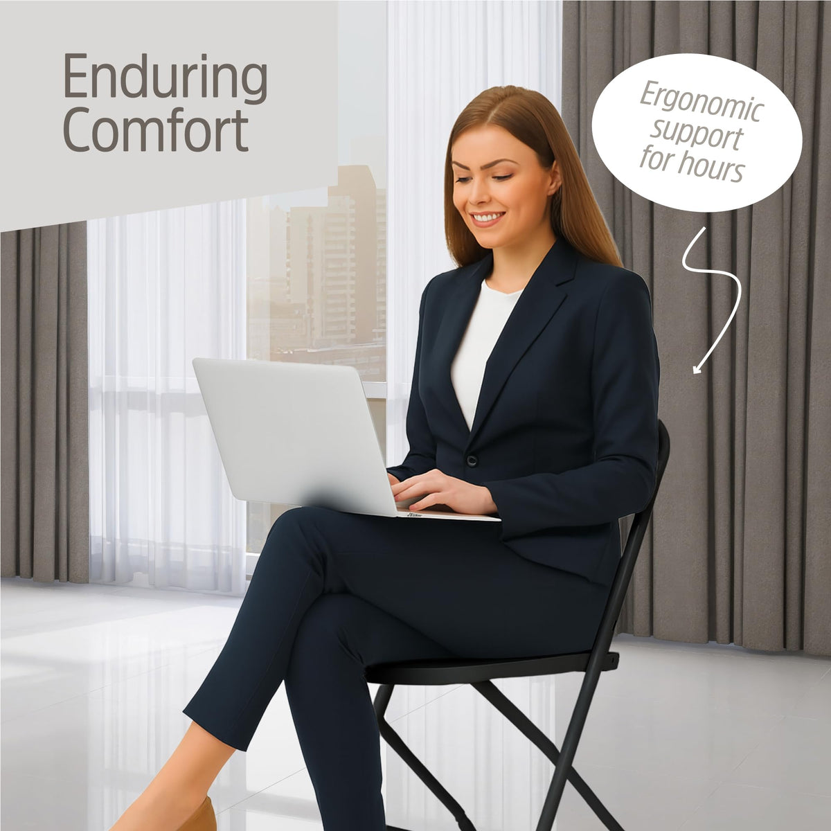 10 Pack Black Plastic Folding Chairs, Heavy-Duty Steel Frame, Portable Stackable Foldable Chairs with Non-Slip Feet