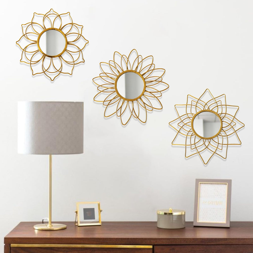 Champagne Gold Round Mirrors for Wall, Decorative Mirrors for Wall Decor