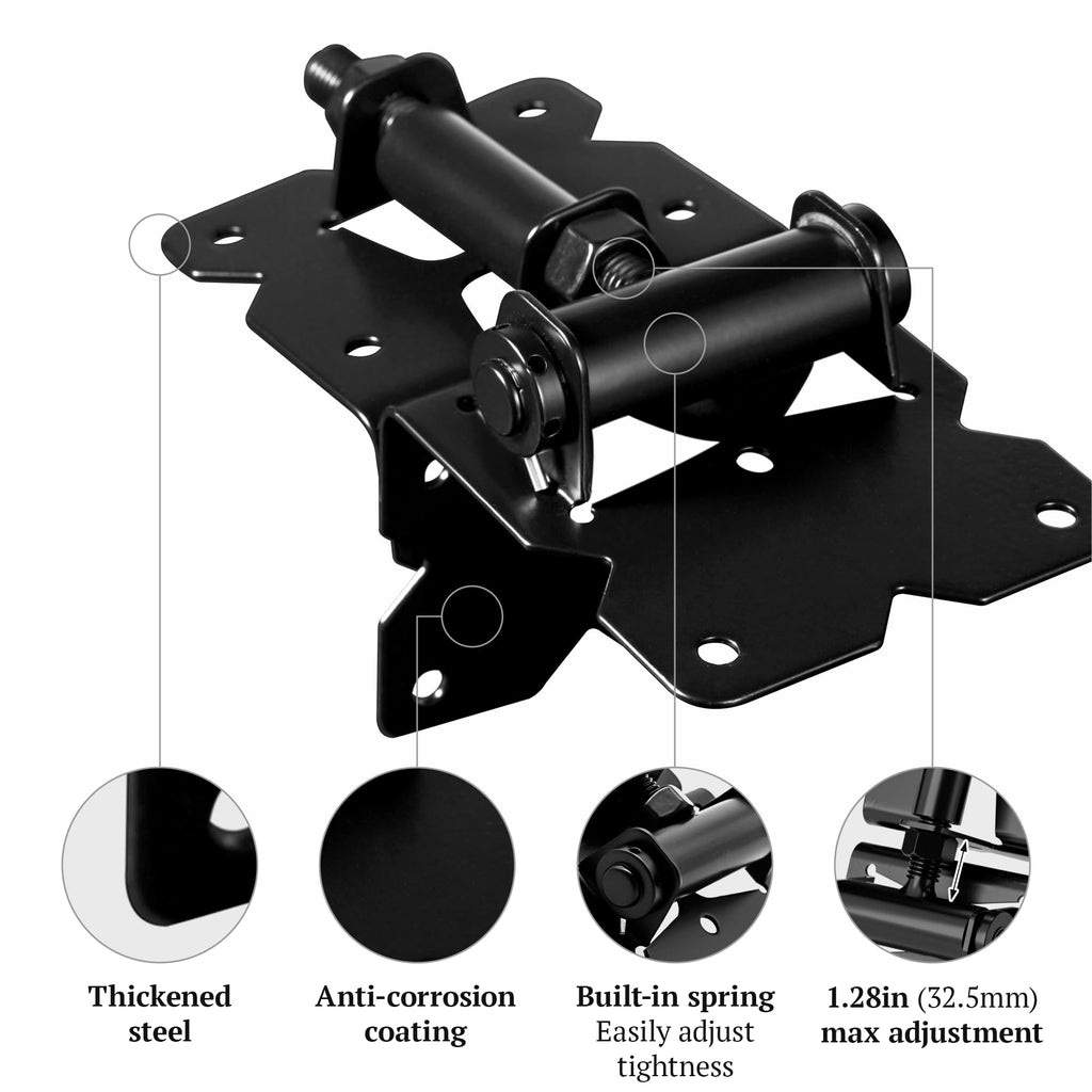 Carbon Steel Vinyl Wood Fence Self Closing Gate Hinges Black(2063-cs-p)