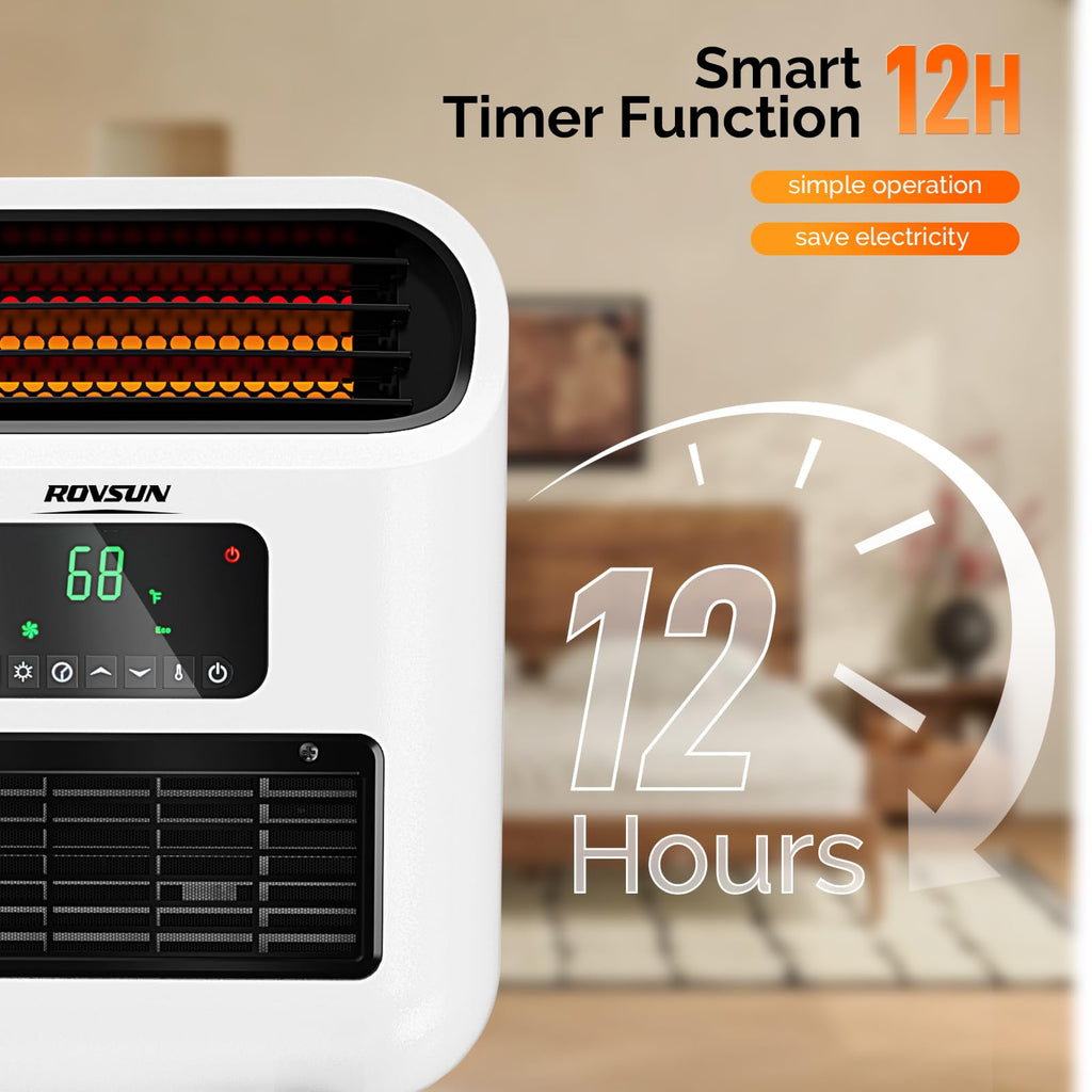 Wall-Mounted Heater with Remote Control, Floor or Wall Heater , 1500W Fast Heating & Adjustable Thermostat, Overheat