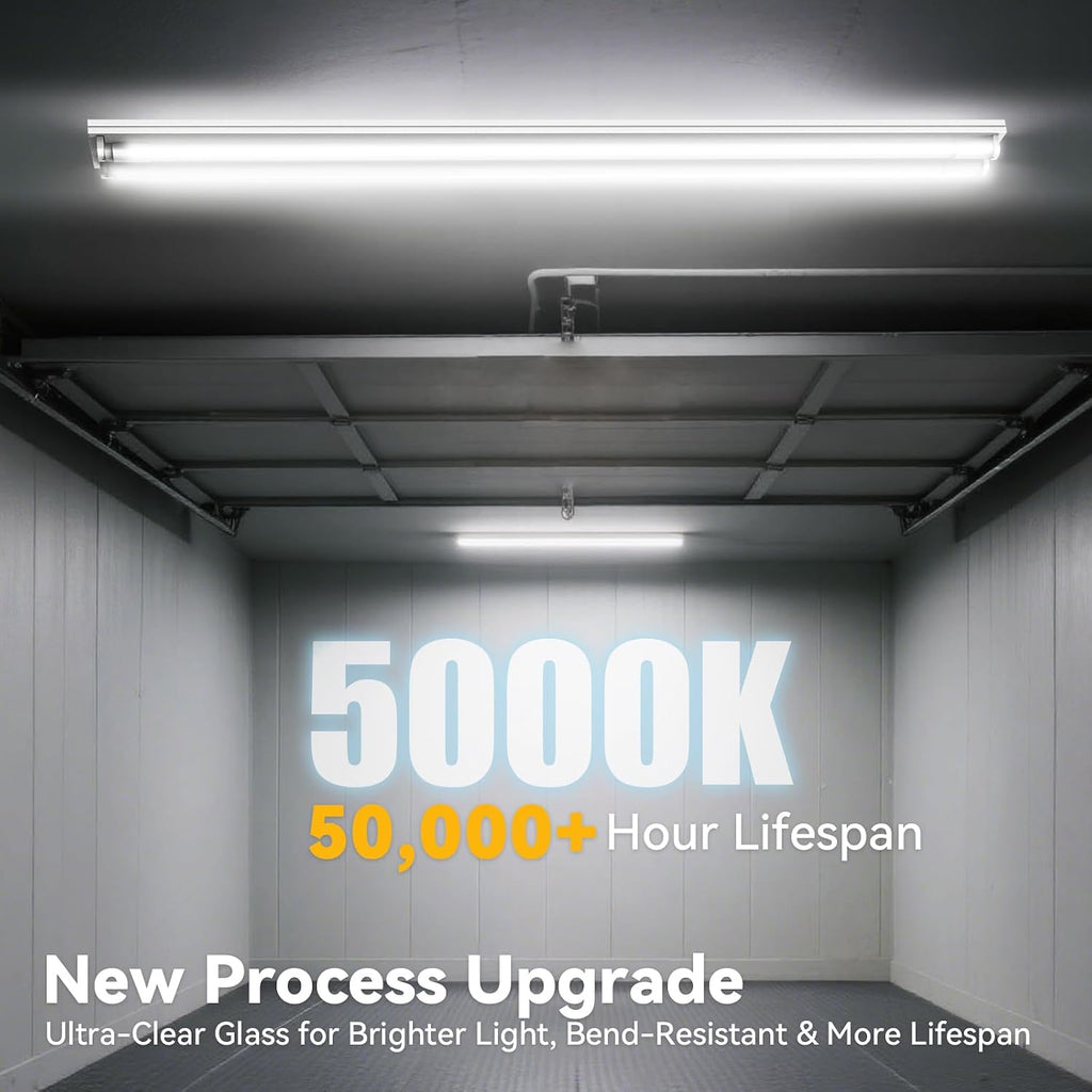 4FT T8 LED Bulbs 12 Pack, 18W 2400LM 5000K Daylight, Type A+B Hybrid
