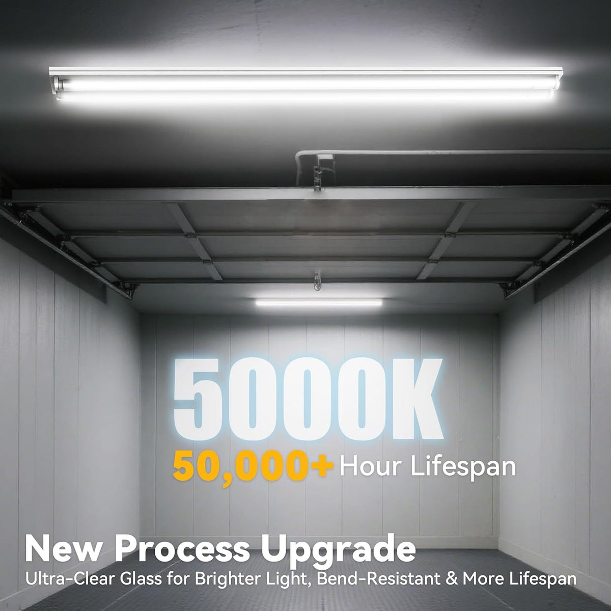 4FT T8 LED Bulbs 12 Pack, 18W 2400LM 5000K Daylight, Type A+B Hybrid
