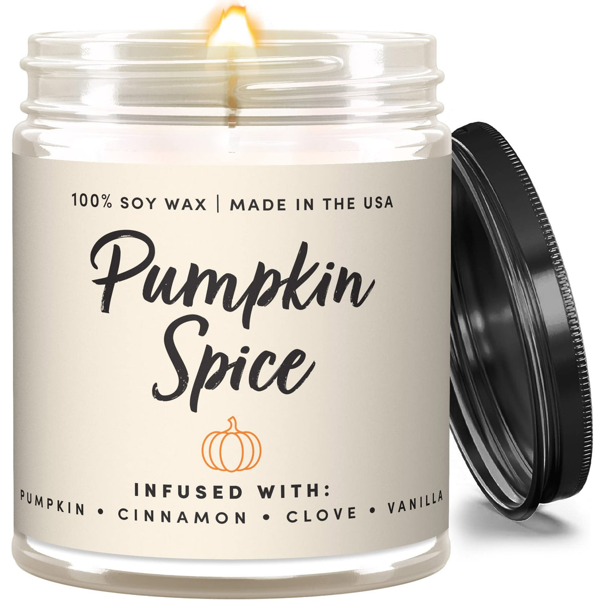 Pumpkin Spice Fall Candles, 9 oz Scented Soy Jar