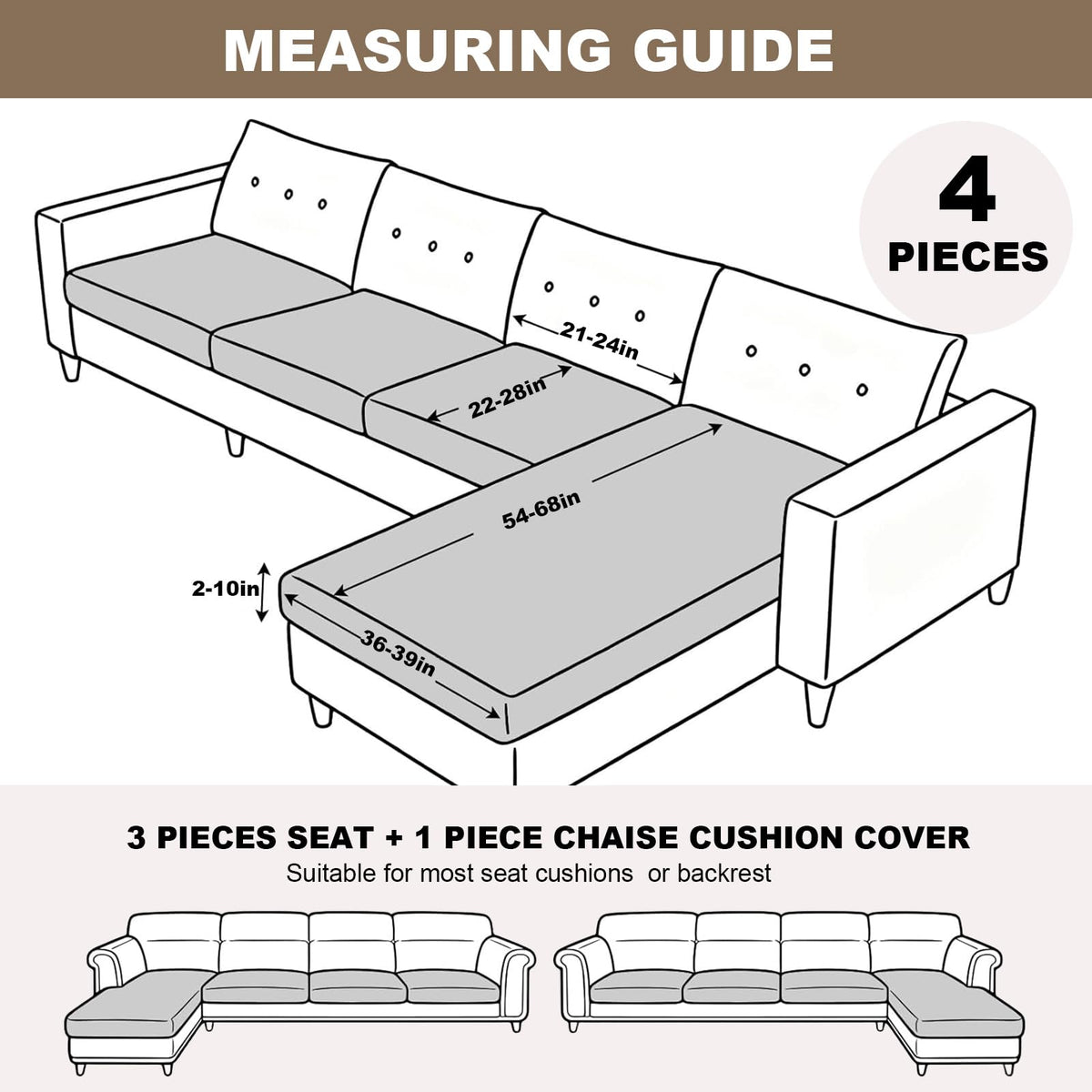 Couch Cushion Cover Sectional Couch Covers for Sofa Chaise Couch Cushion Cover L Shaped Couch Cover Sofa Seat Cover