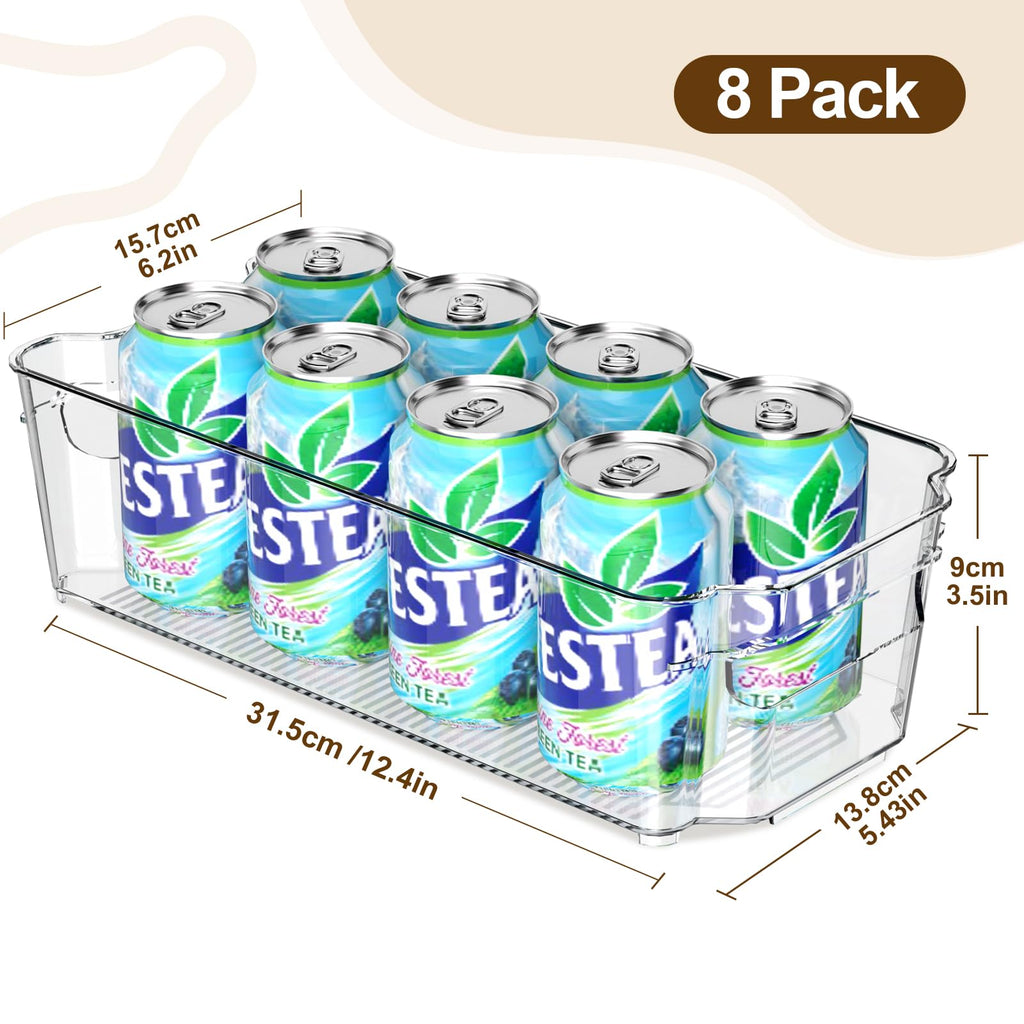 Clear Fridge Organizer, Refrigerator Organizer Bins with Handle, Freezer, Kitchen Cabinet, Pantry Organization, BPA