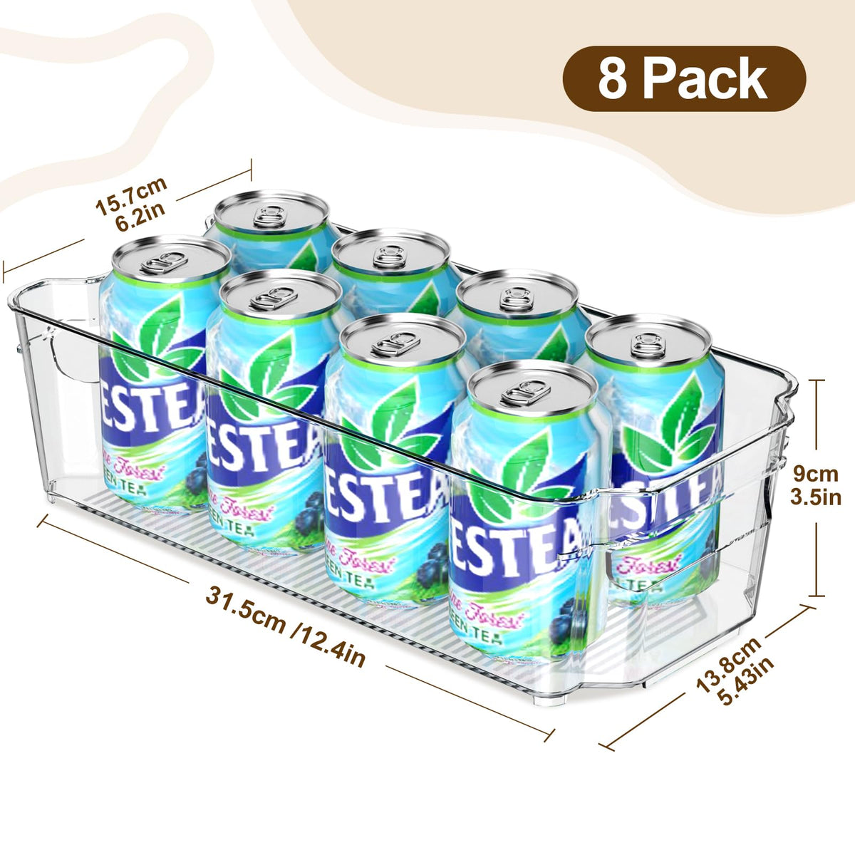 Clear Fridge Organizer, Refrigerator Organizer Bins with Handle, Freezer, Kitchen Cabinet, Pantry Organization, BPA