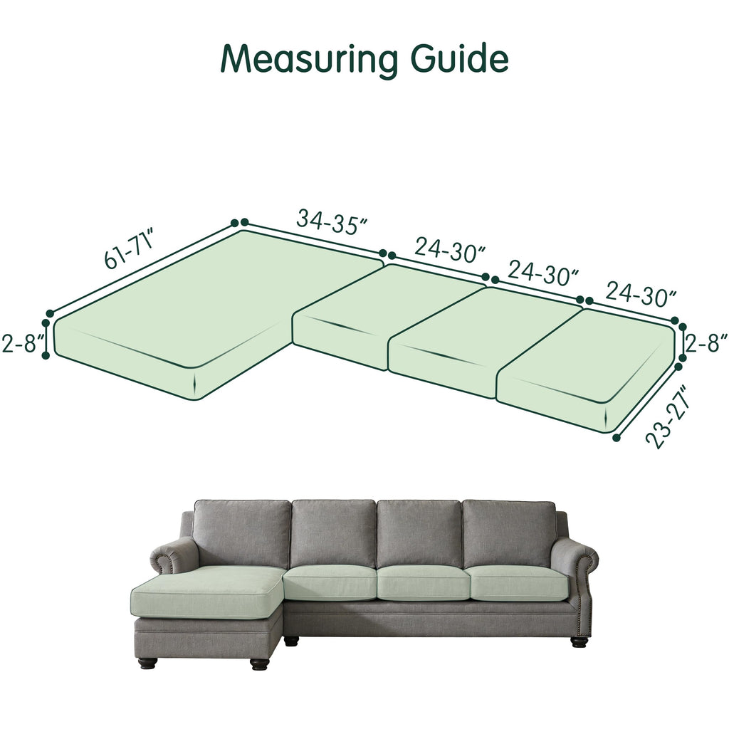 Velvet Couch Cushion Covers, 4 PC Water Resistant Sectional Couch Covers for L Shape Sofa, Individual Seat Cushion