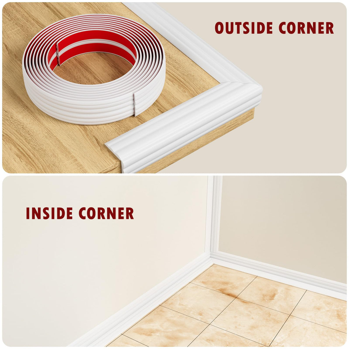 Wall Corner Protector Trim, 10.5 Feet Flexible Inside & Outside Corner Guard Trim, Peel and Stick Corner Molding