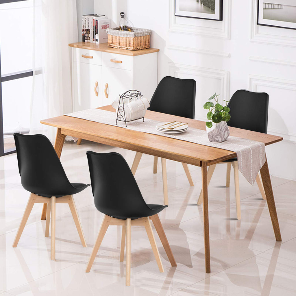 Inspired Saarinen Style Set of 4 Modern Dining Chairs, High Backrest Kitchen Chairs, Elegant Mid Century Side Chairs w/Padded Seat, Solid