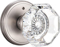 Crystal Glass Door Knobs Interior, Modern Bathroom Bedroom Door Knobs with Lock Privacy Function, Satin Nickel