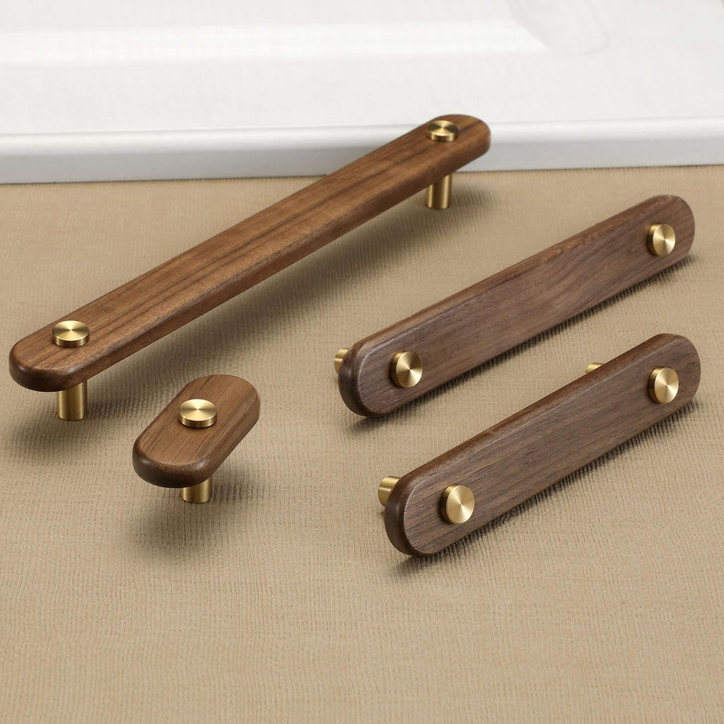 4 pcs 5.04 in Walnut Brass Cabinet Door Handles Cabinet Wine Cabinet Wardrobe Drawer Door pulls