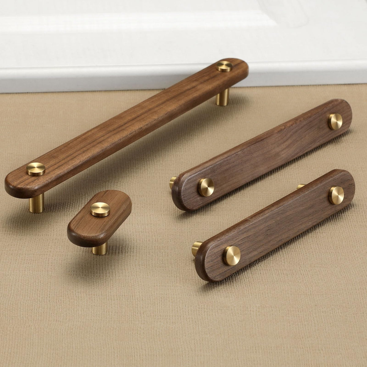 4 pcs 5.04 in Walnut Brass Cabinet Door Handles Cabinet Wine Cabinet Wardrobe Drawer Door pulls