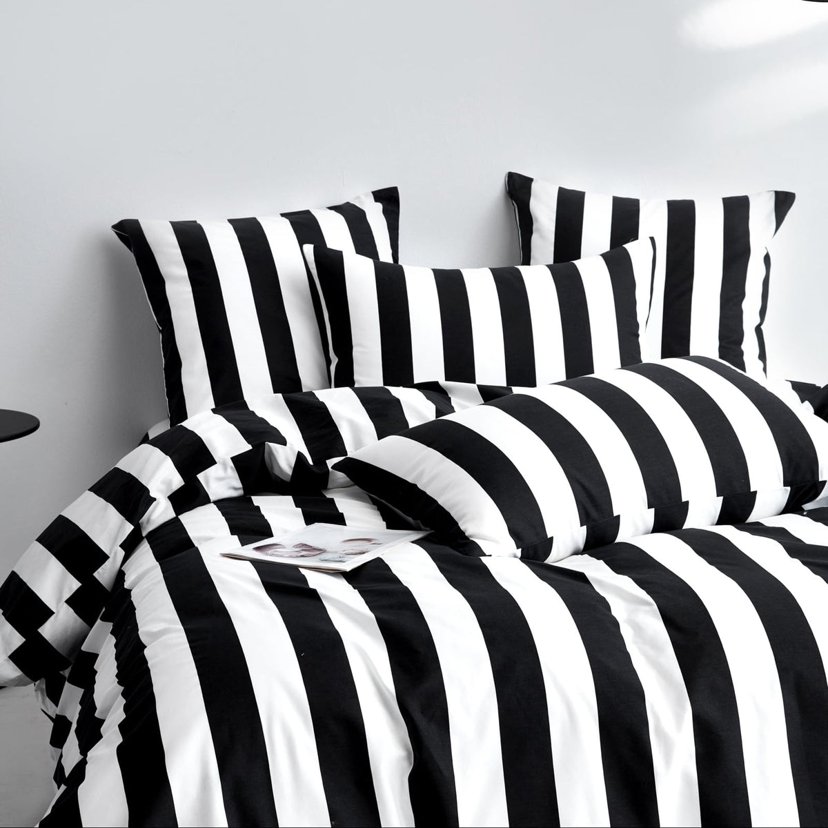 Black White Stripe Duvet Cover Set 100% Cotton Twill Bedding