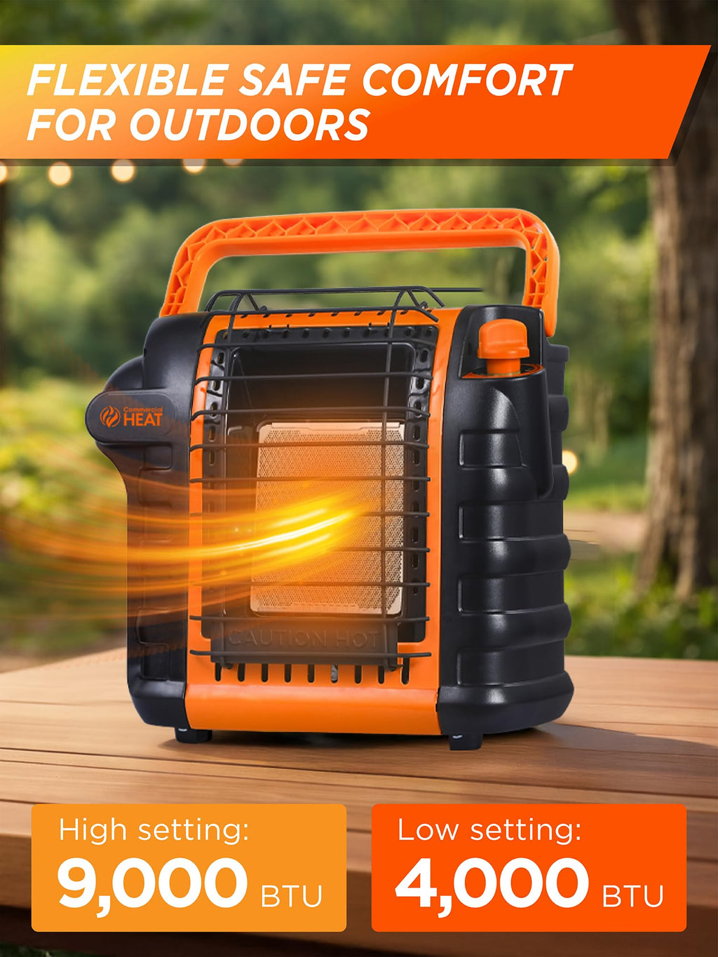 9000 BTU Outdoor Portable Propane Heater - Orange