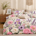 Victorian Pink Floral Comforter Set for Girls Women, Queen