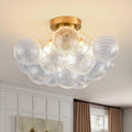 17 Inch Bubble Glass Semi Flush Ceiling Light, Clustered Globes