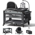 Pack and Play with Bassinet - 7 in 1 One-Step Setup Bedside Crib, Portable Playpen, Travel Crib, Baby Playard with