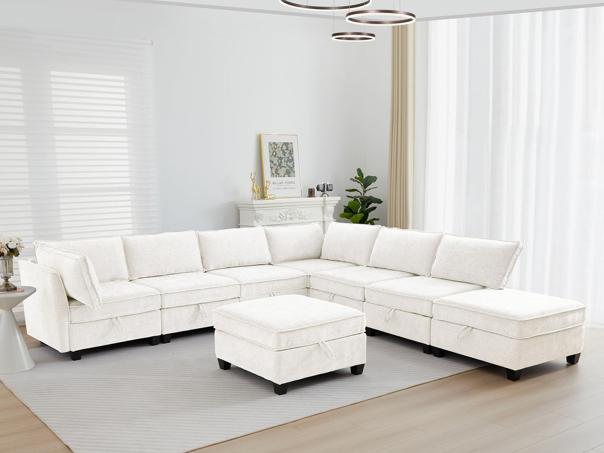 Oversize Corner Modular Sectional Sofa Set, Convertible L Shaped Couch with Storage, 8 Seater Sofa Modular with