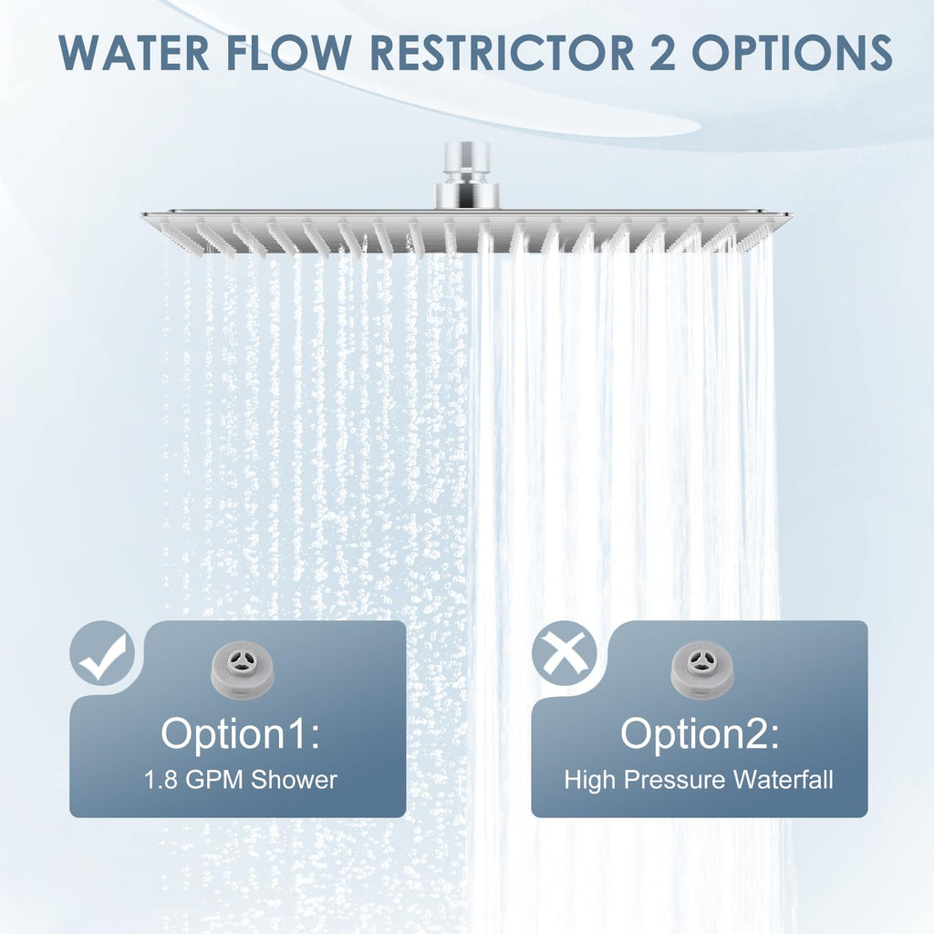 16 inch Brushed Nickel Large Rain Shower Head - All Metal 304 Stainless Steel, Full Body Rainfall Shower with 324