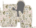 Vintage Wildflower Herbs Floral Rustic Butterfly Oven Mitts and Pot Holders Sets Silicone Kitchen Mitts Potholders