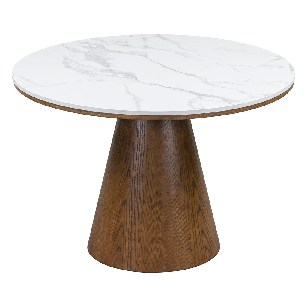 Inspired Saarinen Style 44 Round Dining Table for 4-6, Modern Minimalist Pedestal Kitchen Table Circular MDF Finish Tabletop Living Room