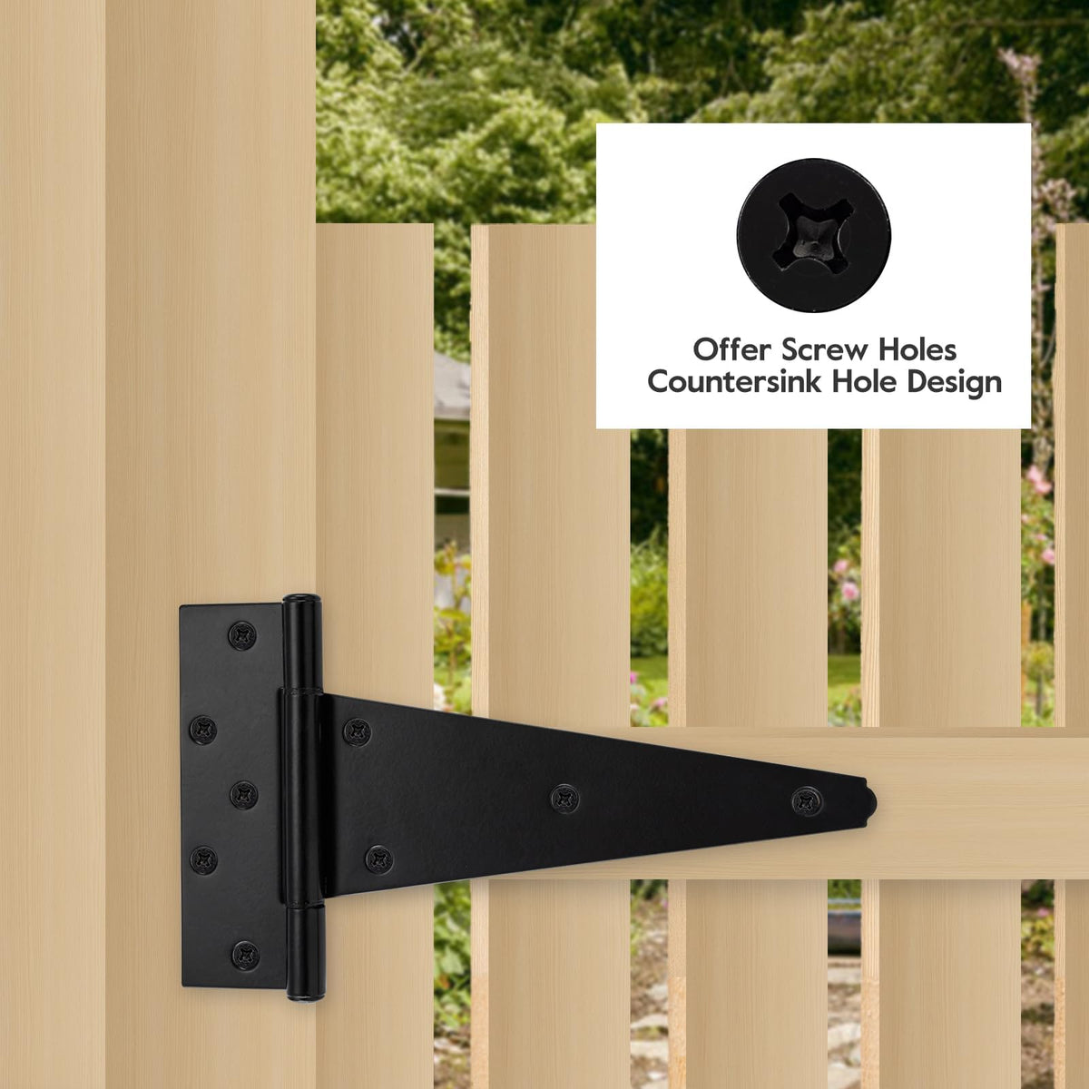 10" Heavy Duty Gate Hinges, 6 Pack T Strap Hinges