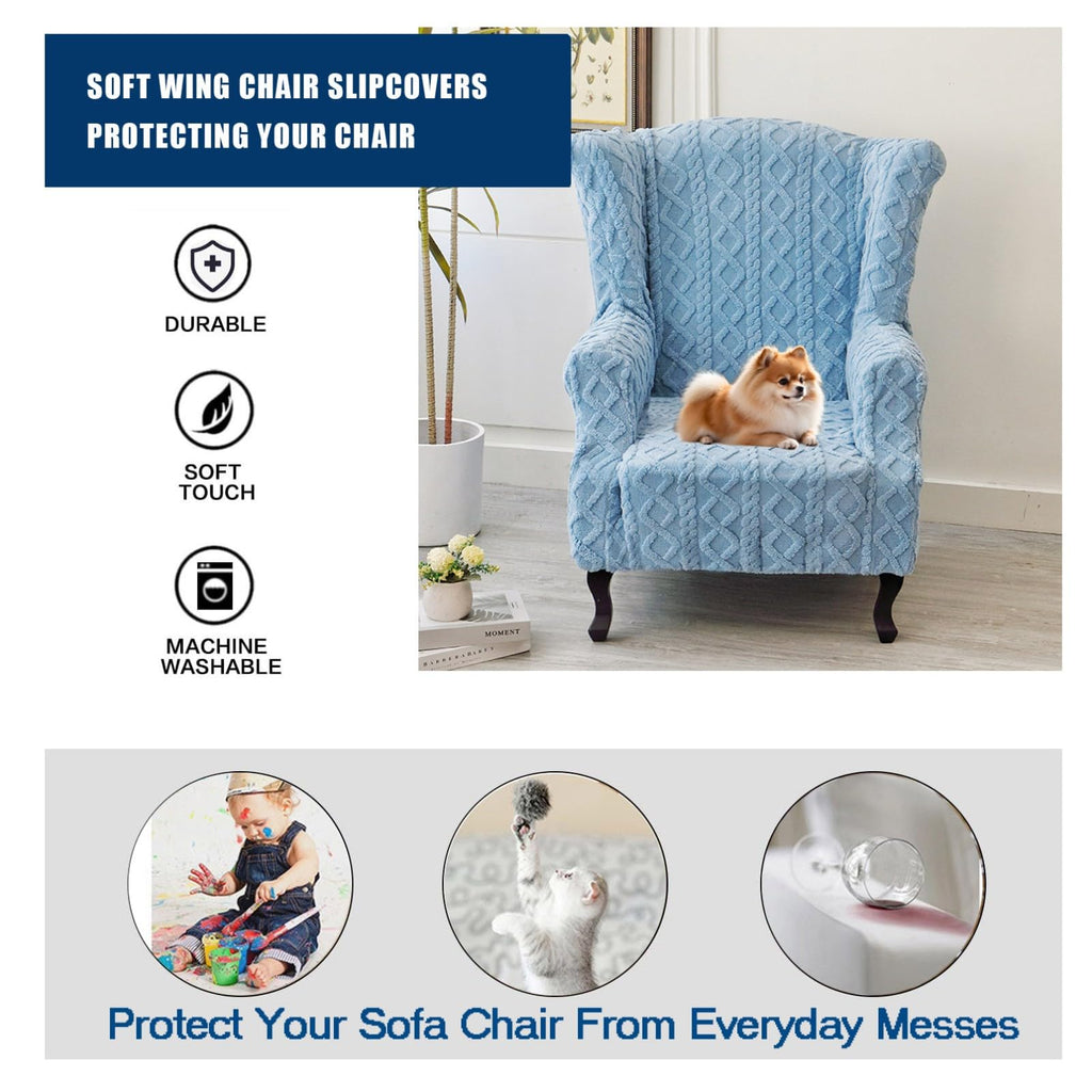 Wingback Chair Slipcover Stretch Spandex Wingback Chair Covers Jacquard Armchair Slipcover Sofa Furniture Protector