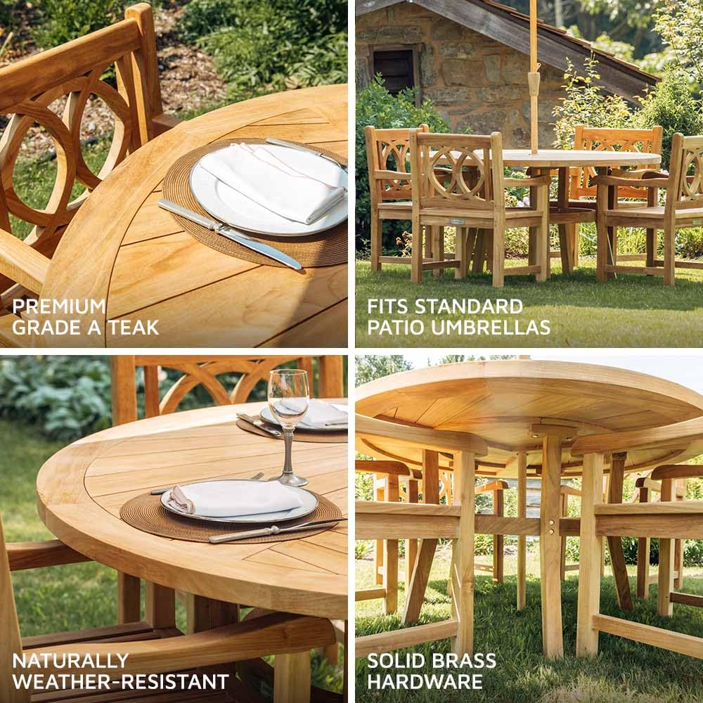 Ash & Ember Savannah 59" Grade A Teak Round Dining Table, Seats 4