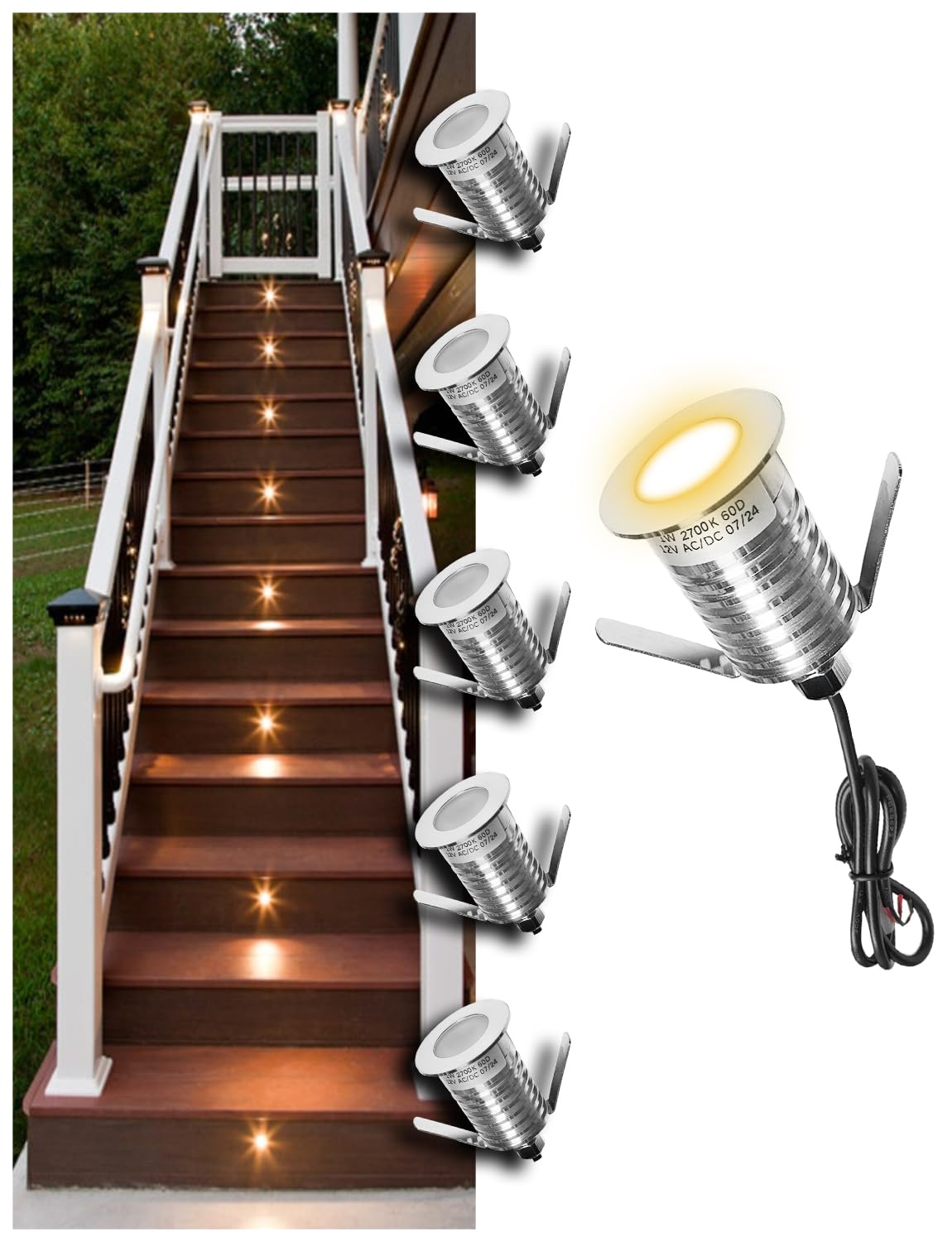1W Recessed Low Voltage Deck Light 6 Pack 1.4 Inch