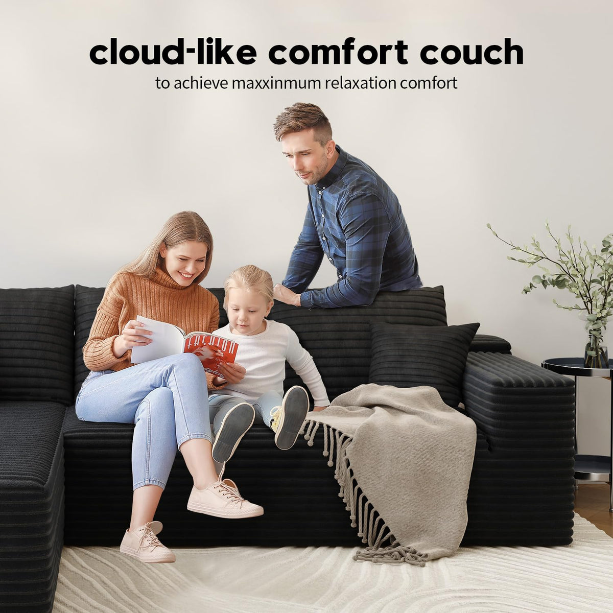 168.5" Modular Sectional Sofa, Oversized U-Shaped Minimalist Couches with 3 Middle Seats Chaise, Modern Deep Seat