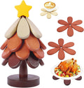 Wooden Trivets for Hot Dishes, Christmas Tree Shape Trivet for Hot Pot Pans, Wood Coasters Counter Decor - Set of 4