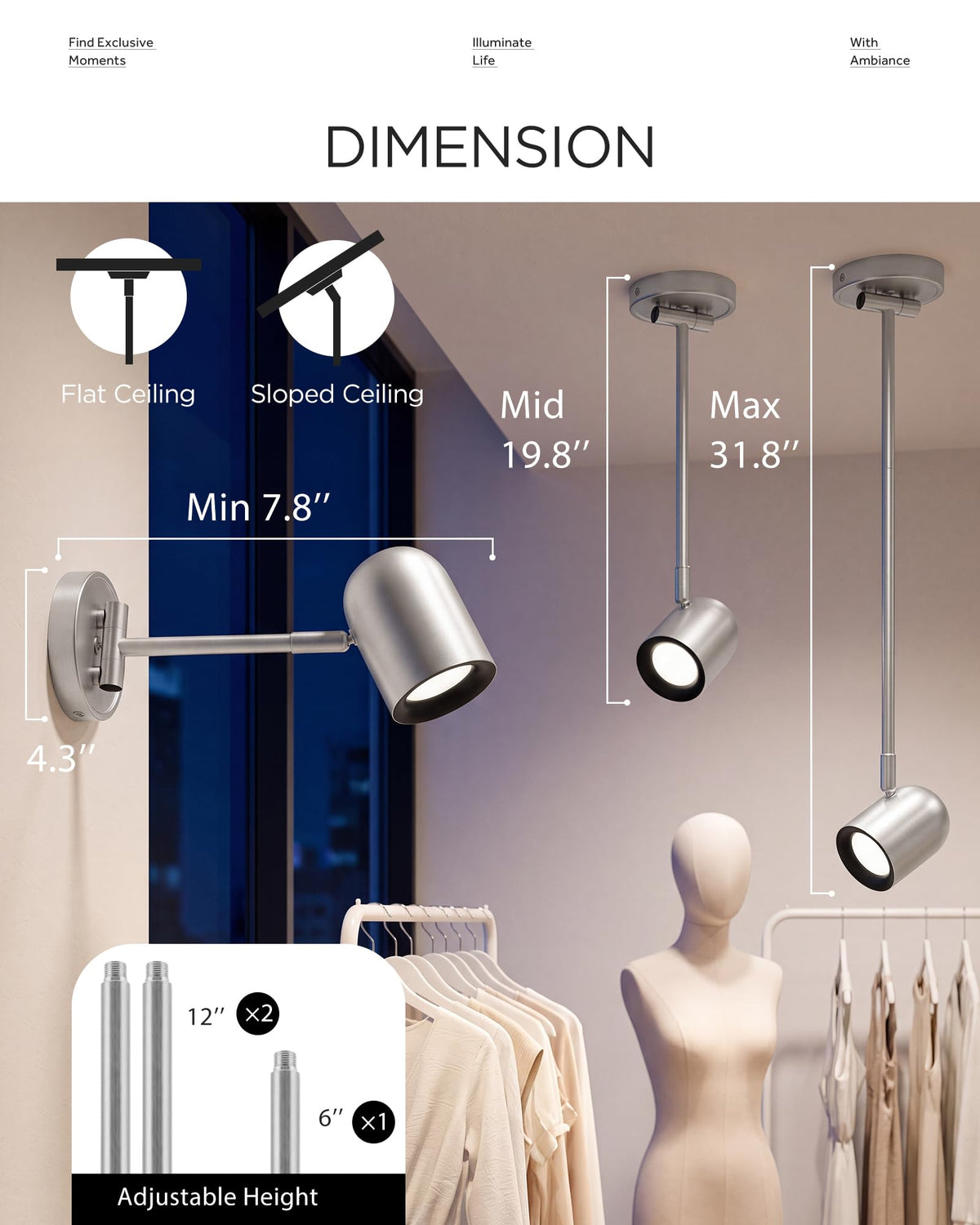 LED Track Light, Swing Arm Wall Track Lighting, Bulb Included
