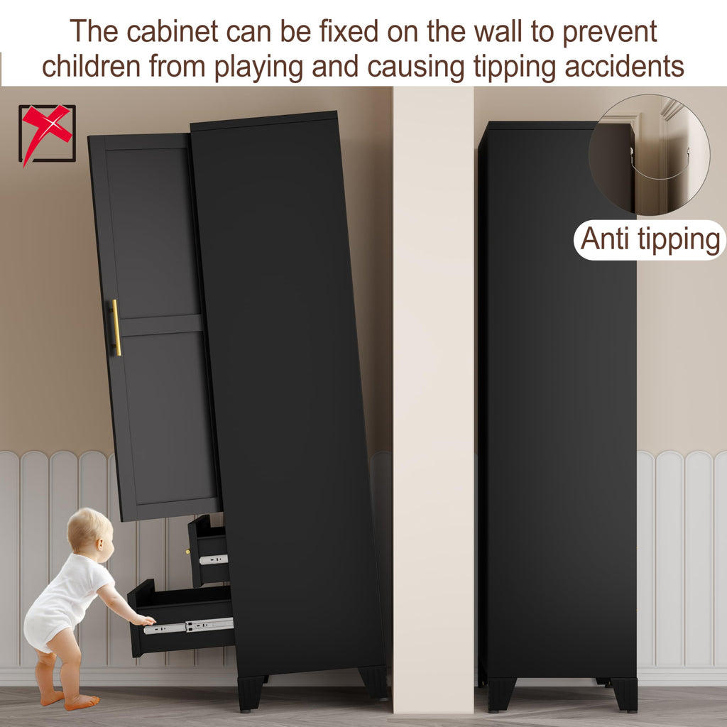 Metal Armoire Wardrobe Closet, 71 "Metal Clothing Storage Cabinet