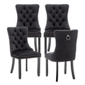 Velvet Dining Chairs, Tufted Kitchen & Dining Room Chairs, Black, Set of 4