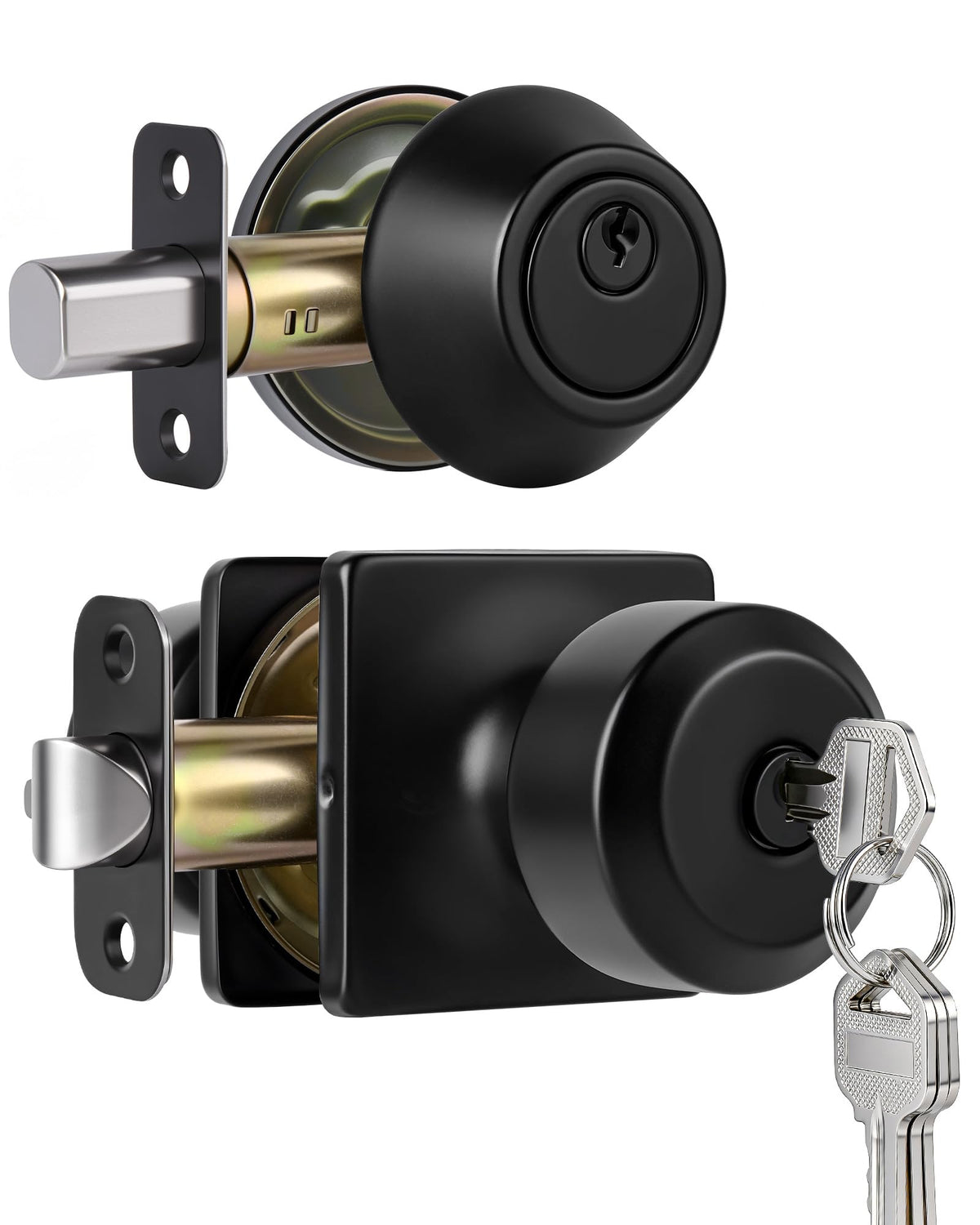 Front Door Lock Set with Deadbolt, Keyed Alike Door Knobs with Lock, 1 Set
