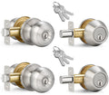 2 Sets Entry Door Knob and Single Cylinder Deadbolt Combo Set, Keyed Alike