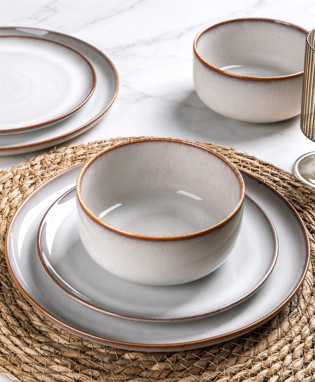 Dinnerware Sets for 4, Ceramic Plates and Bowls Sets (12 Piece)