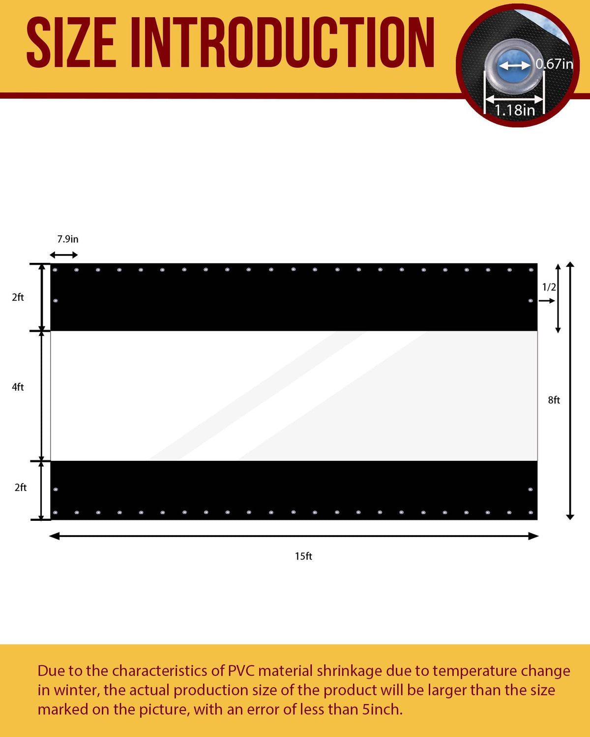 8'H x 15'W Vinyl Curtains 19oz, Outdoor Clear Vinyl Patio Enclosure, Heavy Duty Clear Tarp Waterproof Vinyl Tarps with